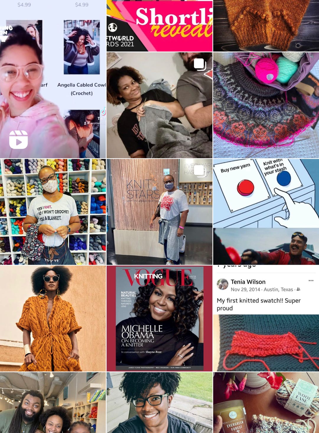 A gallery view of various posts of black crafters on Instagram.